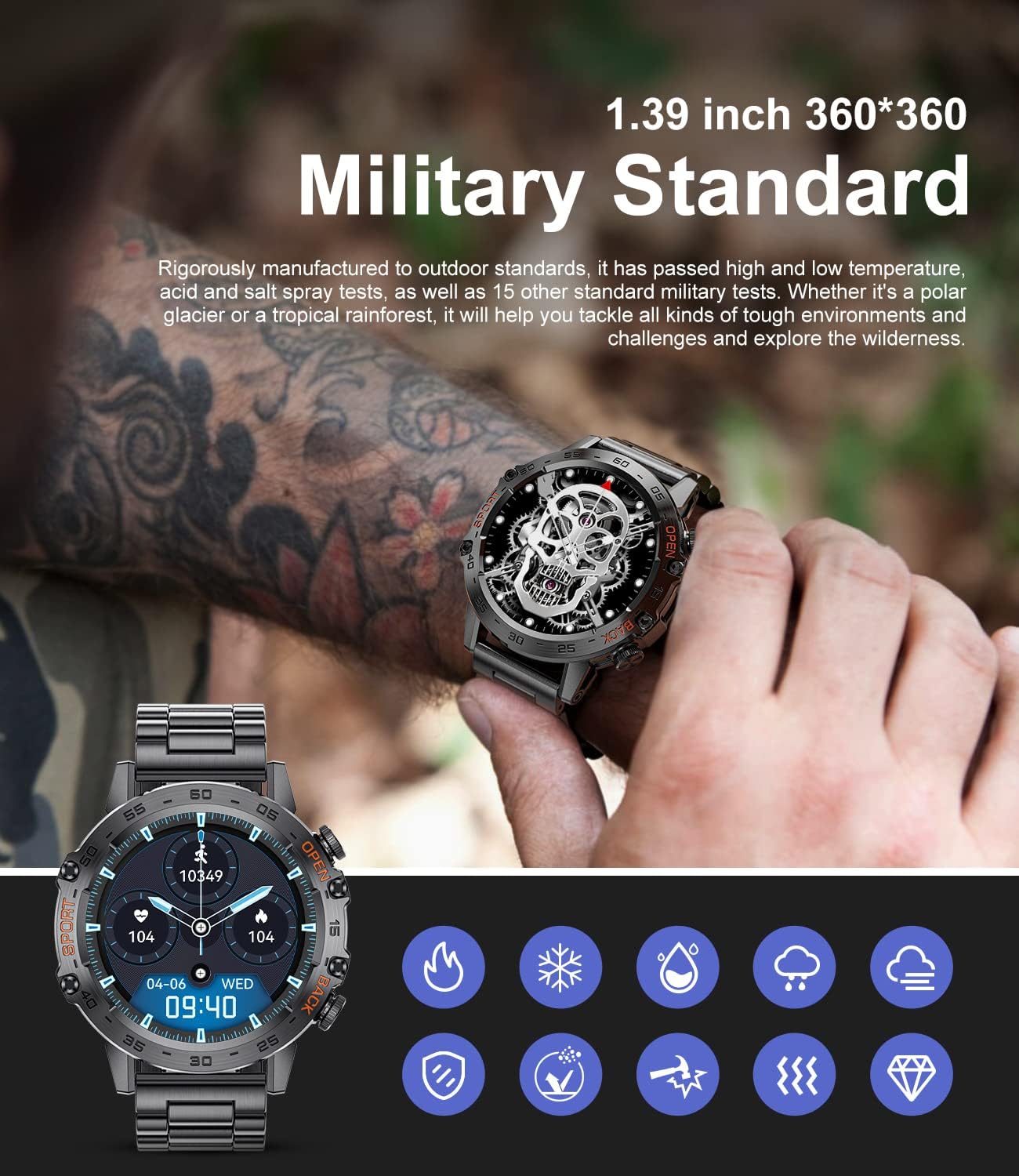 LIGE Tactical Smart Watch