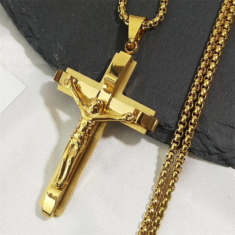 Gold Crucifix Pendant Necklace